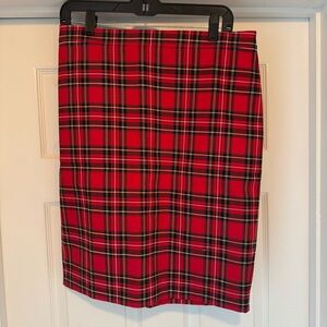 J. Crew Red Plaid Pencil Skirt Size 8. NWT